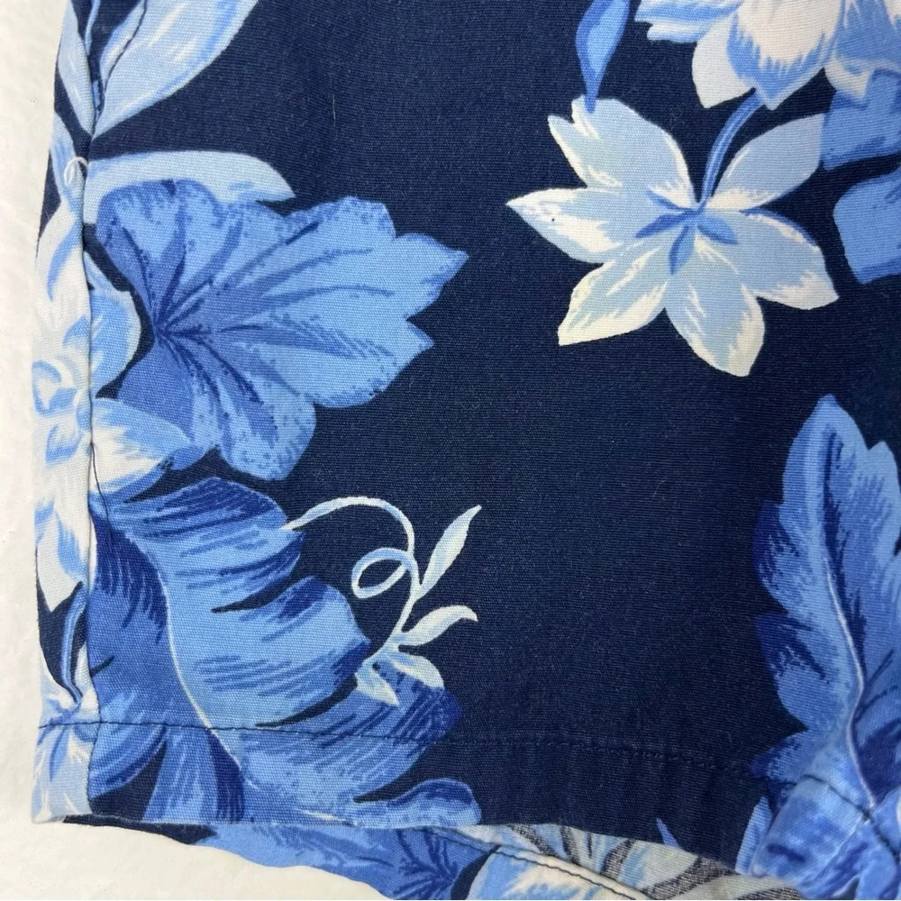 Janie & Jack Tropical Floral Poplin Navy Blue Shorts Size 12-18 Months